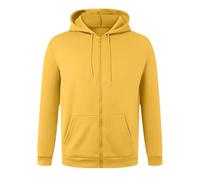 Sweat Homme Polaire Zippée Avec Poche Kangourou Rétro Décontracté Sweats Hommes Manche Longue capuche Sport Mode Veste Coton Automne Hiver Tricoté Chaud Sweats Capuche Sous Armure Pour (Yellow, XL)