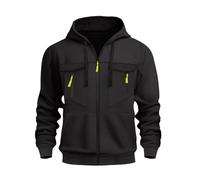 Sweat Homme Polaire Zippée capuche Rétro Décontracté Sweats Hommes Manche Longue Sport Mode Veste Coton Automne Hiver Tricoté Chaud Ajustée Hoodie Running Sous Armure Sweat Capuche Sur Hommes (S)