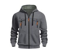 Sweat Homme Polaire Zippée capuche Rétro Décontracté Sweats Hommes Manche Longue Sport Mode Veste Coton Automne Hiver Tricoté Chaud Ajustée Hoodie Running Sous Armure Sweat Capuche (Dark Gray, XXL)