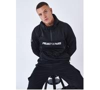 Sweat homme Project X Paris noir - Sweat à capuche - Col montant zippé - Broderie contrastée - 4 poches zippées XL
