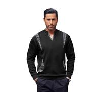 Sweat Homme, Pull Homme Tricoté Couleurs Blocs Col V Manches Longues sans Capuche Hiver 2025 Confortable DéContracté