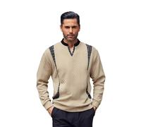 Sweat Homme, Pull Homme Tricoté Couleurs Blocs Col V Manches Longues sans Capuche Hiver 2025 Confortable DéContracté