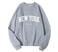 Sweat Homme Sans Capuche Col Rond Imprimé NEW YORK Pull Homme Survetement Décontracté Sweat-Shirt Automne Hiver Sweatshirts Sport Pulls Chaude Pulls, Gilets et Sweats Léger Respirant Sweat Shirt Haut