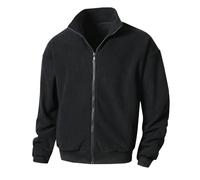 Sweat Homme sans Capuche Couleur Unie,Décontractée Veste Polaire Homme avec Fermeture Éclair,Veste De Survêtement Homme Col Montant Chaud,Sweatshirt Grandes Tailles pour Homme Automne Et Hiver