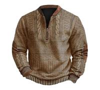 Sweat Homme Sans Capuche Demi-Fermeture éClair Sweat-Shirt Vintage Imprimé Graphique Pull Automne Et Hiver Haut Col Henry Veste à Manches Longues Top Col Rond S-5Xl