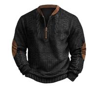 Sweat Homme Sans Capuche Demi-Fermeture éClair Sweat-Shirt Vintage Imprimé Graphique Pull Automne Et Hiver Haut Col Henry Veste à Manches Longues Top Col Rond S-5Xl