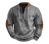 Sweat Homme Sans Capuche Demi-Fermeture éClair Sweat-Shirt Vintage Imprimé Graphique Pull Automne Et Hiver Haut Col Henry Veste à Manches Longues Top Col Rond S-5Xl