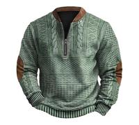 Sweat Homme Sans Capuche Demi-Fermeture éClair Sweat-Shirt Vintage Imprimé Graphique Pull Automne Et Hiver Haut Col Henry Veste à Manches Longues Top Col Rond S-5Xl