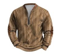 Sweat Homme Sans Capuche Demi-Fermeture éClair Sweat-Shirt Vintage Imprimé Graphique Pull Automne Et Hiver Haut Col Henry Veste à Manches Longues Top Col Rond S-5Xl