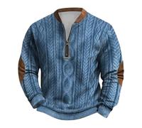 Sweat Homme Sans Capuche Demi-Fermeture éClair Sweat-Shirt Vintage Imprimé Graphique Pull Automne Et Hiver Haut Col Henry Veste à Manches Longues Top Col Rond S-5Xl