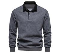 Sweat Homme sans Capuche- Polo Manche Longue Travail Casual Slim Confortable Doux Régulière Pullover Tendance Tempérament De Tous Les Jours Extérieur Chemise Confortable Polyvalent