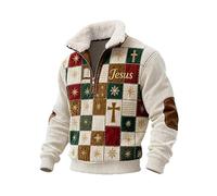 Sweat Homme sans Capuche, Pull zippé en Polaire à col Rond et texturée, Chaud et décontracté, Manches Longues