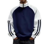 Sweat Homme sans Capuche, Sweat Col Rond Homme Demi-Fermeture Éclair Grande Taille Manche Longue Décontracté Coupe Ample Chic Streetwear Couleur Assortie Passe-Partout tempérament Sweatshirt