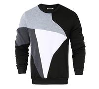 Sweat Homme sans Capuche- Sweat Shirt Manche Longue Grande Taille Décontracté Classiques Chic Couleurs Contrastées Patchwork Pullover Coupe Ample Passe-Partout Confortable Sport Streetwear