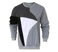 Sweat Homme sans Capuche- Sweat Shirt Manche Longue Grande Taille Décontracté Classiques Chic Couleurs Contrastées Patchwork Pullover Coupe Ample Passe-Partout Confortable Sport Streetwear