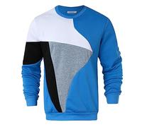 Sweat Homme sans Capuche- Sweat Shirt Manche Longue Grande Taille Décontracté Classiques Chic Couleurs Contrastées Patchwork Pullover Coupe Ample Passe-Partout Confortable Sport Streetwear