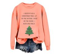 Sweat I Identify As Christmas Sweatshirt I Identify As A Christmas Tree Lit On The Outside Shirt Femmes Hommes, Orange-1, 3XL