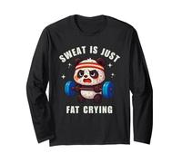 Sweat is Just Fat Crying Panda Gym Workout Manche Longue