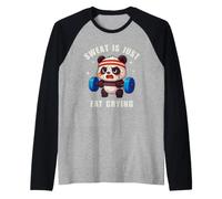 Sweat is Just Fat Crying Panda Gym Workout Manche Raglan