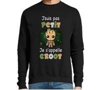 Sweat - Je ne suis Pas Petit Je m'appelle Groot - Unisex - Noir - Col V - Manches longues S