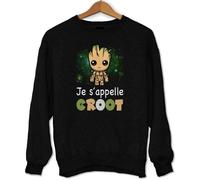 Sweat - Je s'appelle Groot - Noir - Manches longues - Col classique - Adulte S