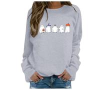 Sweat Large Femme Oversize Sweat Manche Longue, Pull Col Rond Ample DéContracté Imprimé CœUr Effrayant Squelette Mains Amour Gothique Convient à Un Usage Quotidien