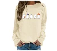 Sweat Large Femme Oversize Sweat Manche Longue, Pull Col Rond Ample DéContracté Imprimé CœUr Effrayant Squelette Mains Amour Gothique Convient à Un Usage Quotidien
