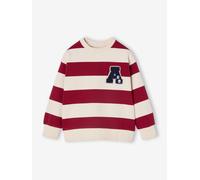 Sweat larges rayures garçon badge en bouclettes rayé rouge 8A