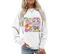 Sweat Let's Learn Today avec inscription « Let's Learn Today » - Chemise pour enseignant floral bohème - Pour femme et homme, blanc, 3XL