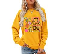 Sweat Let's Learn Today avec inscription « Let's Learn Today » - Chemise pour enseignant floral bohème - Pour femme et homme, jaune, L