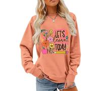 Sweat Let's Learn Today avec inscription « Let's Learn Today » - Chemise pour enseignant floral bohème - Pour femme et homme, Hami Orange, S