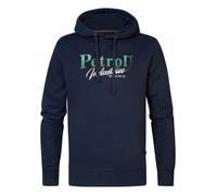 Sweat marine avec imprimé de la marque droit avec une capuche avec lien M