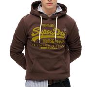 Superdry Sweat à capuche pour homme – logo vintage aux couleurs assorties – Marron grain de café – S