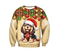 Sweat Moche De Noel Homme, Pull De Noël Homme, Jumper Tops À Manches Longues Sweat-Shirt Xmas 3D Impression Sweatshirt Cadeau Hiver Longue Sweatshirts Grande Taille Fête T-Shirt Créatif De Mode Funny
