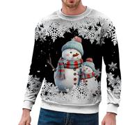 Sweat Moche De Noel Homme, Pull Moche Homme, Sweatshirt Cadeau Hiver Longue Jumper Tops À Manches Longues Sweat-Shirt Xmas 3D Impression T-Shirt Créatif De Mode Funny Sportwear Col Rond Leger Casual