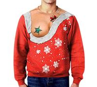 Sweat Moche Noel Homme, Sweat-Shirt De Noël, Sweat-Shirt Xmas 3D Impression Sweatshirt Cadeau Hiver Longue Jumper Tops À Manches Longues Sweatshirts Grande Taille Fête Sportwear Col Rond Leger Casual