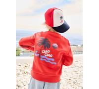 Sweat motif vacances au dos garçon rouge 14A
