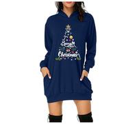 Sweat Noël À Capuche Femme, Pulls Christmas Femme Motif Casual Grande Taille Festival Robe Chic Et Elegant Noel Manches Longues Oversized Robes Décontractée Col Rond Chaud Pull De Impression