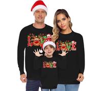 Sweat Noel Famille Manches Longues, Pull Noel Enfant Imprimé Love Col Rond Pull Noel Garçon Hiver Chaud Christmas Famille Pulls De Noël Sweat Festival Enfants Drole 2-9ANS Boys