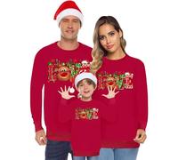Sweat Noel Famille Manches Longues, Pull Noel Enfant Imprimé Love Col Rond Pull Noel Garçon Hiver Chaud Christmas Famille Pulls De Noël Sweat Festival Enfants Drole 2-9ANS Boys
