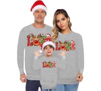 Sweat Noel Famille Manches Longues, Pull Noel Enfant Imprimé Love Col Rond Pull Noel Garçon Hiver Chaud Christmas Famille Pulls De Noël Sweat Festival Enfants Drole 2-9ANS Boys