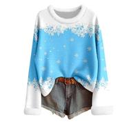 Sweat Noel Femme Grande Taille - Pull Fair Isle Hiver Femme Tricot du Cou Manches Longues Motif Imprimé Doublure Polaire Confortable Vêtement Décontracté Froid Saison