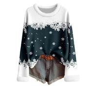 Sweat Noel Femme Grande Taille - Pull Fair Isle Hiver Femme Tricot du Cou Manches Longues Motif Imprimé Doublure Polaire Confortable Vêtement Décontracté Froid Saison