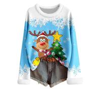 Sweat Noel Femme Grande Taille - Pull féminin en Tricot Fair Isle Motif Festif Manches Longues Tunique Bordure Fausse Fourrure Confortable Tenue décontractée pour Saison hivernale