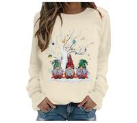 Sweat Noel Femme Grande Taille Sweatshirt Court - Pull Col Rond Coupe Ample Mode DéContracté Manches Longues Chaud Joli Imprimé Cerf Confortable à Porter à La Maison Et à L'ExtéRieur
