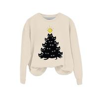 Sweat NoëL Femme Imprimé d'arbre De NoëL- Sweatshirt Sport Col Rond-Pull De Noel Manches Longues Grande Taille DéContracté Pas Cher Christmas Tops Automne Et Hiver NoëL Xmas Pull-Over Sweat
