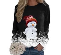 Sweat Noël Femme Moche Grande Taille Pull Femme Col Rond Verre de Vin sans Capuche Tee Shirt Femme Vintage T-Shirt Pas Cher Leger Hoodie Décontractée à Manches Longues 2023 Nouveau