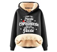 Sweat Noel Femme Pull à Capuche imprimé Confortable pour pour l'hiver Édition Noël | -Shirt Chaud et élégant doublé en Polaire (Black XXXL)