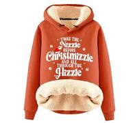 Sweat Noel Femme Pull à Capuche imprimé Confortable pour pour l'hiver Édition Noël | -Shirt Chaud et élégant doublé en Polaire (Orange XXL)