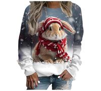 Sweat Noel Femme Pull Oversize, Ras du Cou à Manches Longues pour, Motif écureuil Animal, Mode, décontracté (Brick Red, XL)
